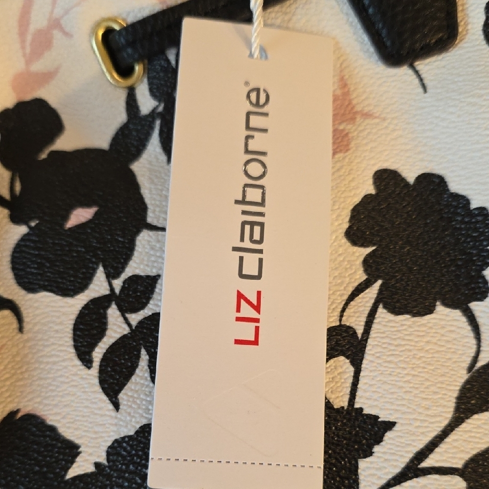 Liz Claiborne Floral Black and Pink Shoulder Bag - Picture 2 of 12